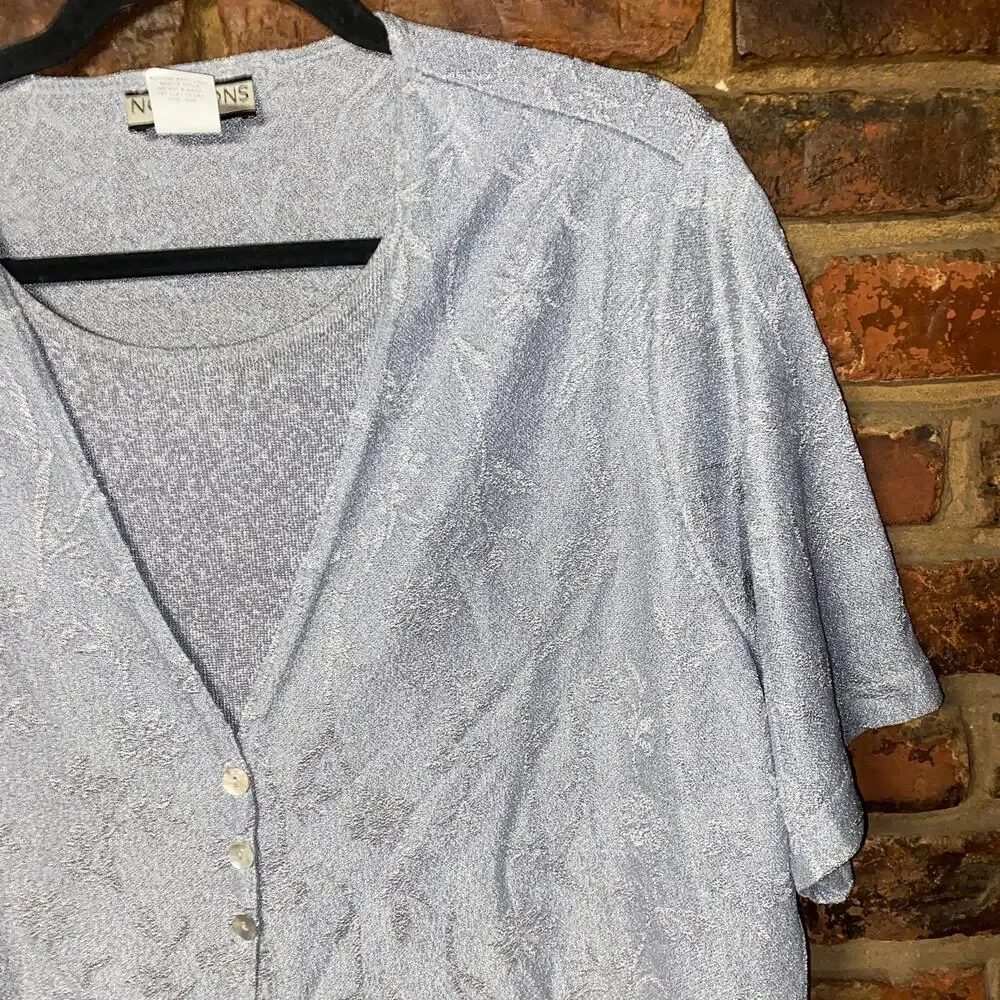 Notations Vintage Gray Textured Knit 2-Piece Cardigan Top Women's Size 1X-